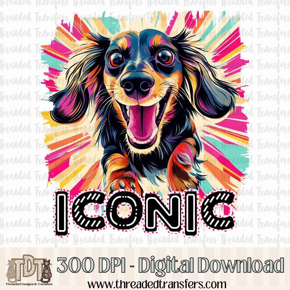 Iconic Long Haired Dachshund Digital Design Download (PNG Format - no product shipped)