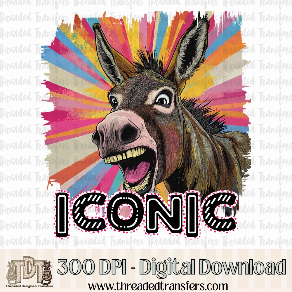 Iconic Donkey Digital Design Download (PNG Format - no product shipped)