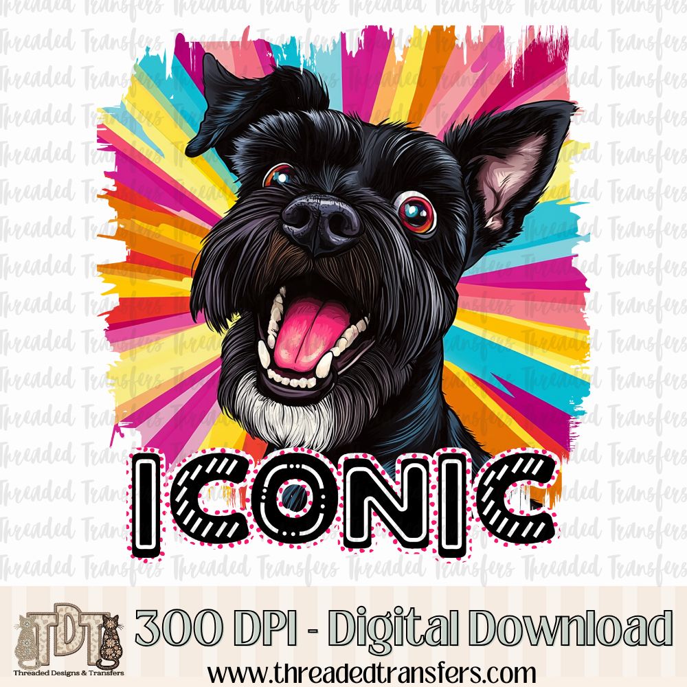 Iconic Black Schnauzer Digital Design Download (PNG Format - no product shipped)