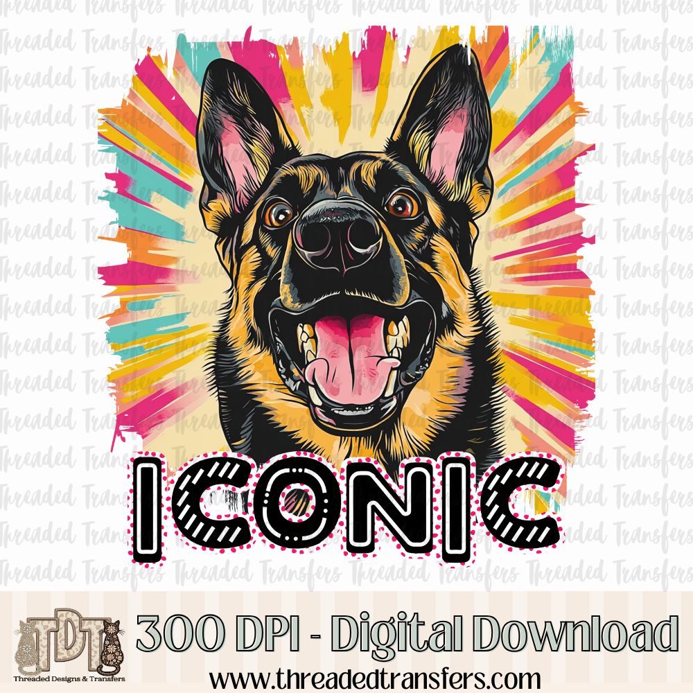 Iconic German Shepherd Digital Design Download (PNG Format - no product shipped)