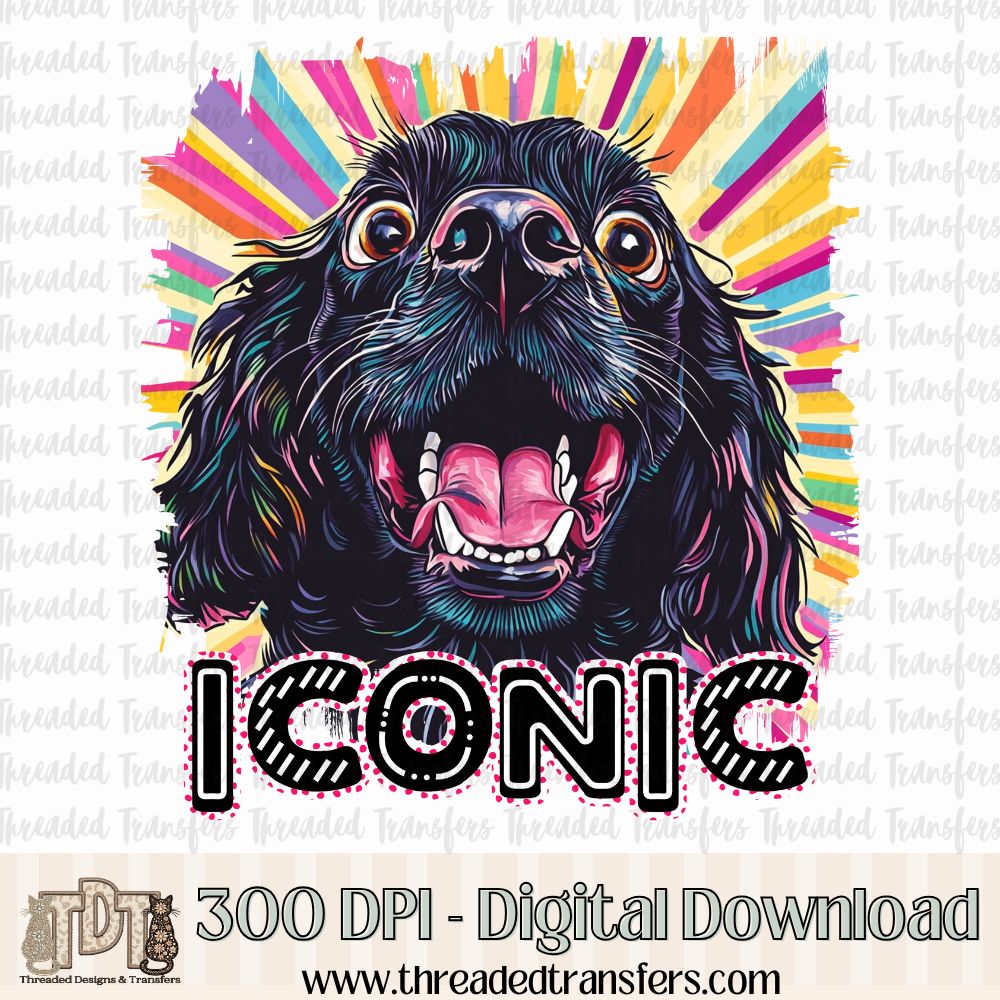 Iconic Black Cocker Spaniel Digital Design Download (PNG Format - no product shipped)