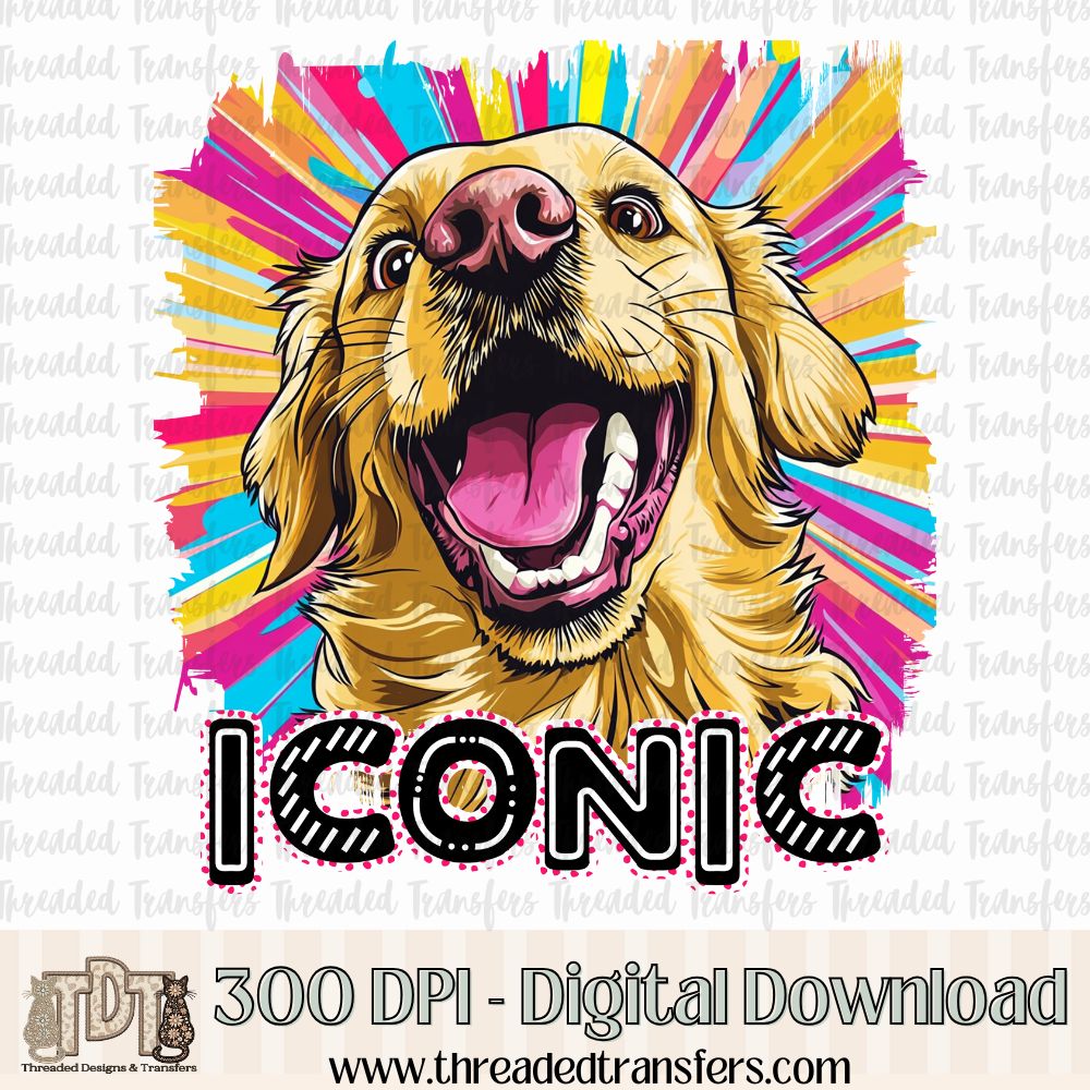 Iconic Golden Retriever Digital Design Download (PNG Format - no product shipped)