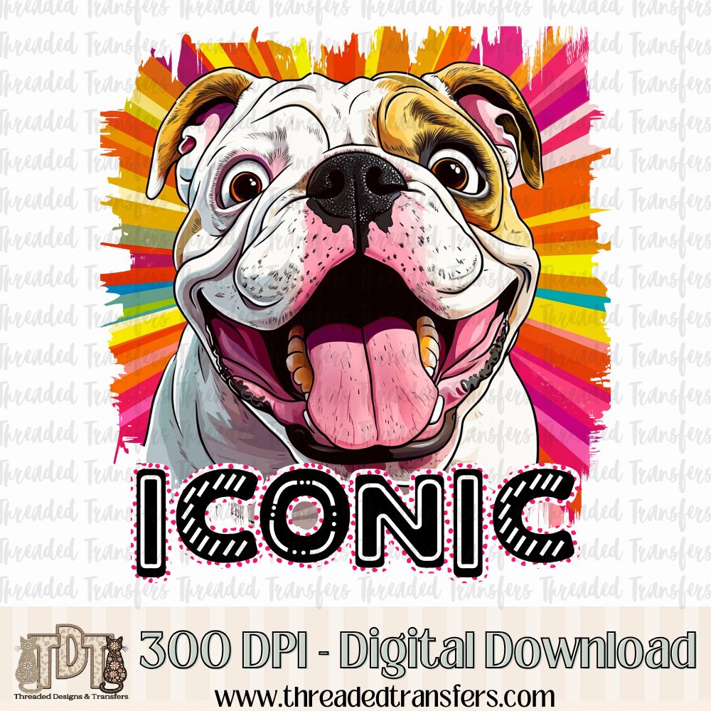 Iconic Bulldog Digital Design Download (PNG Format - no product shipped)