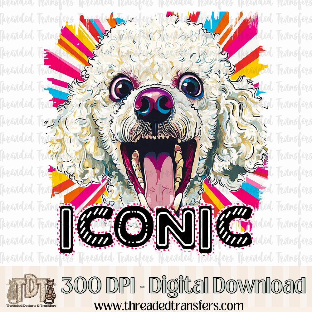 Iconic White Poodle Digital Design Download (PNG Format - no product shipped)
