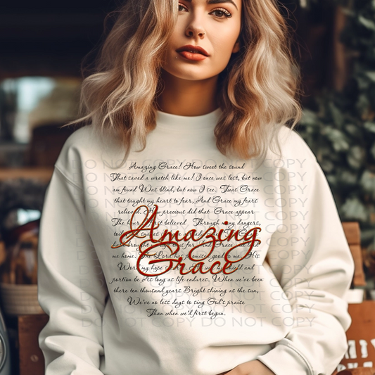 Amazing Grace **EXCLUSIVE** Faux Embroidery and Sparkles DTF & Sublimation Transfer