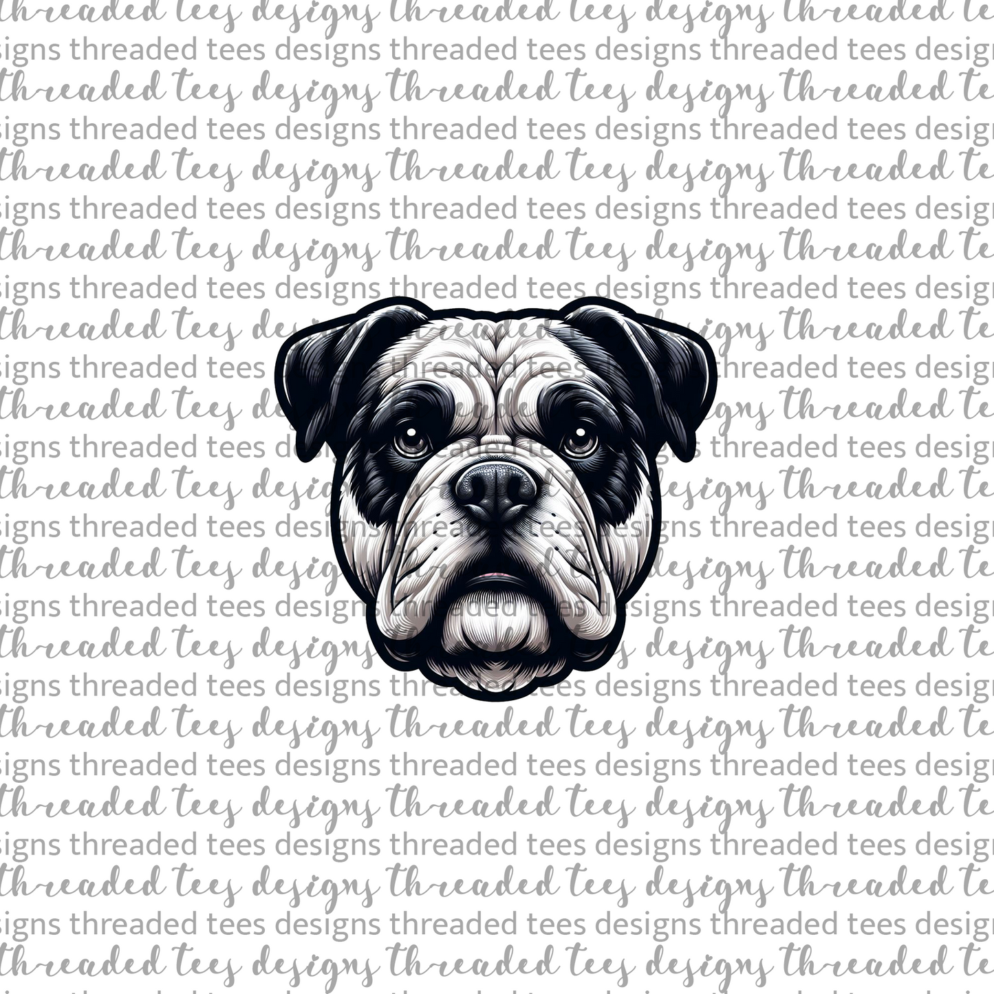 American Bulldog- Black and white Wrist/Pocket (matches shirt) DTF & Sublimation Transfer