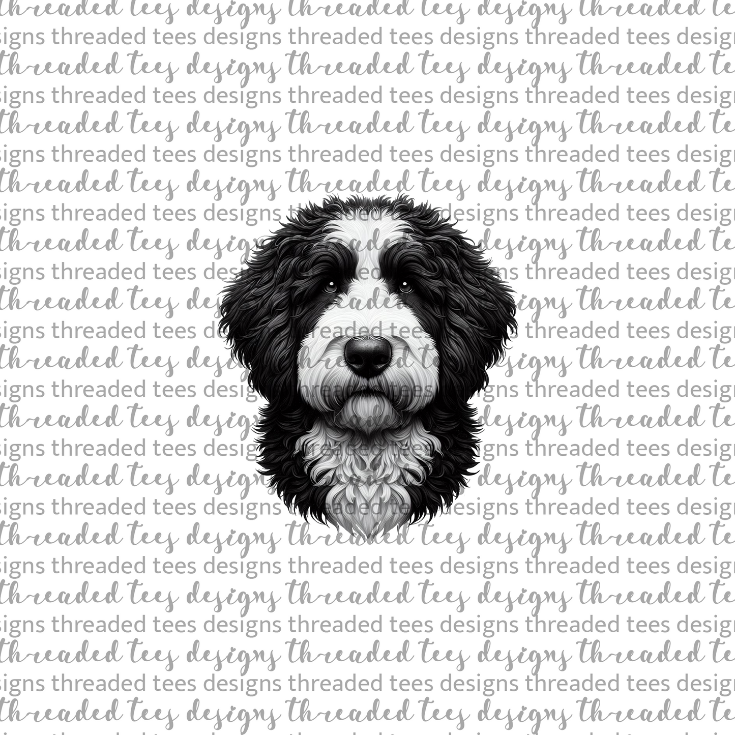 Bernedoodle- Black and white Wrist/Pocket (matches shirt) DTF & Sublimation Transfer