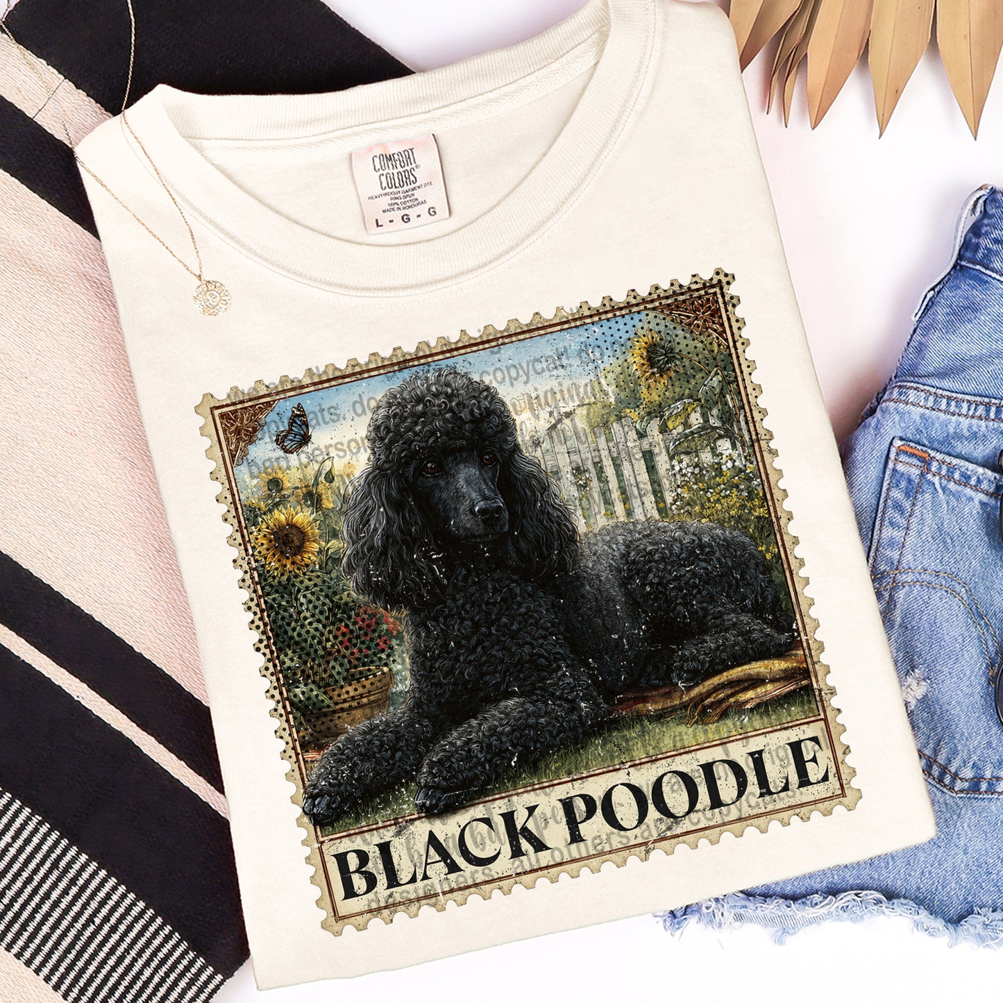 Black Poodle Stamp DTF Transfer