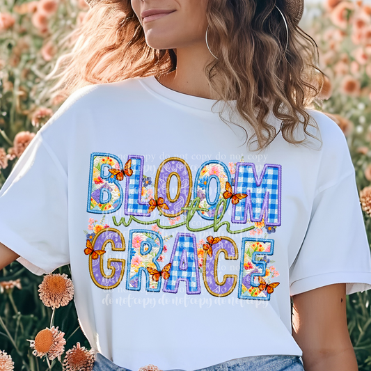 Bloom with Grace Faux Embroidery DTF & Sublimation Transfer
