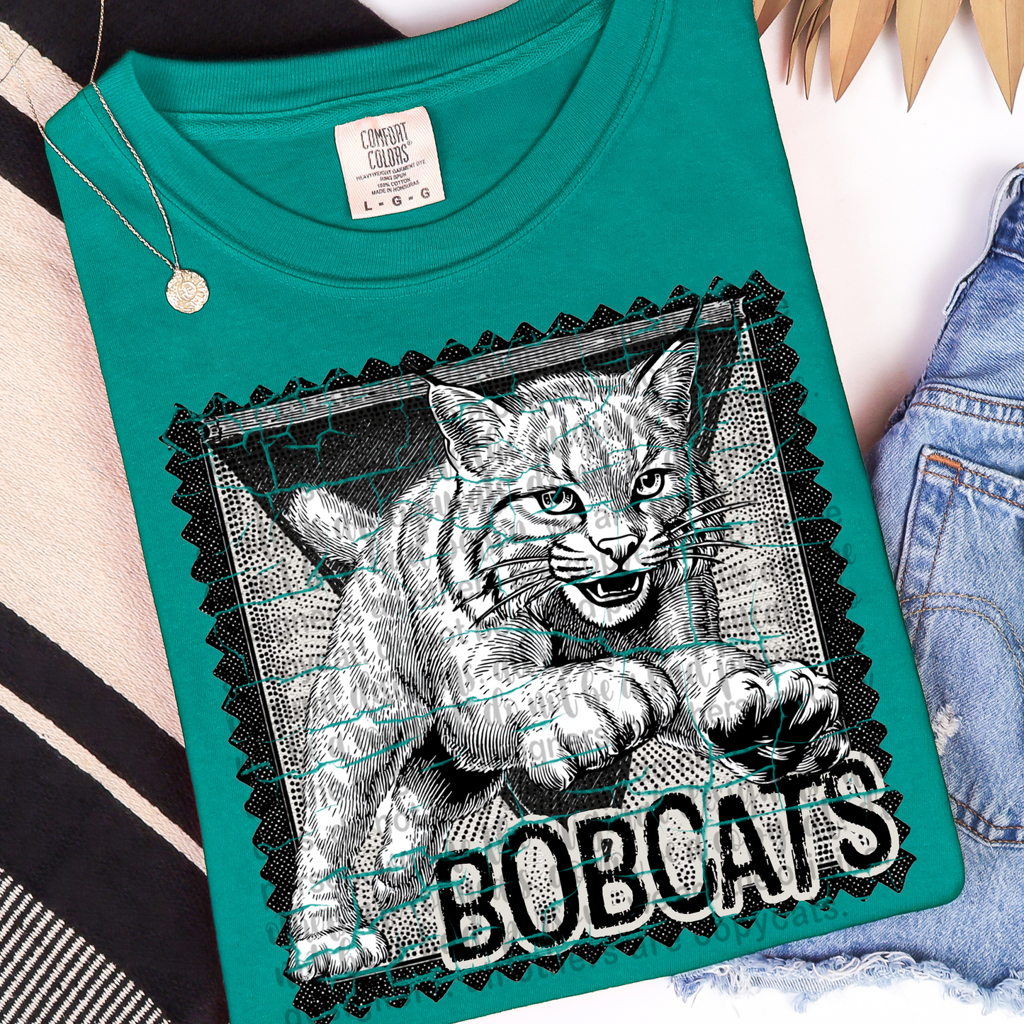 Bobcats Mascot Stamp DTF