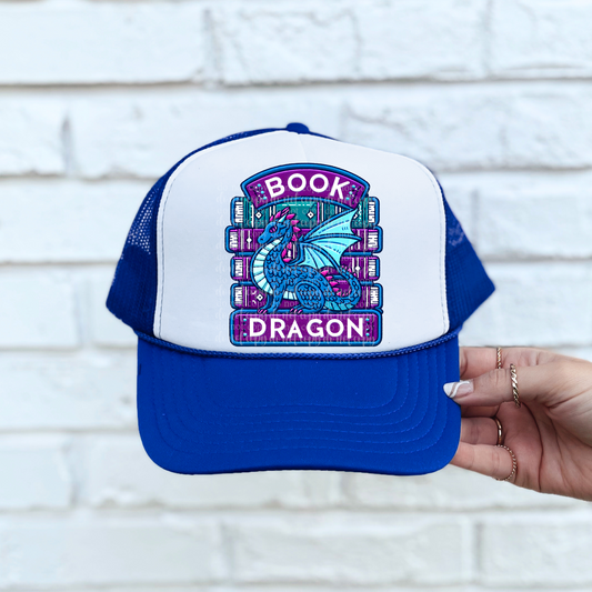 Book Dragon Faux Embroidery Hat DTF & Sublimation Transfer