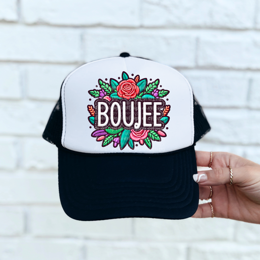Boujee Floral Faux Embroidery Hat DTF & Sublimation Transfer