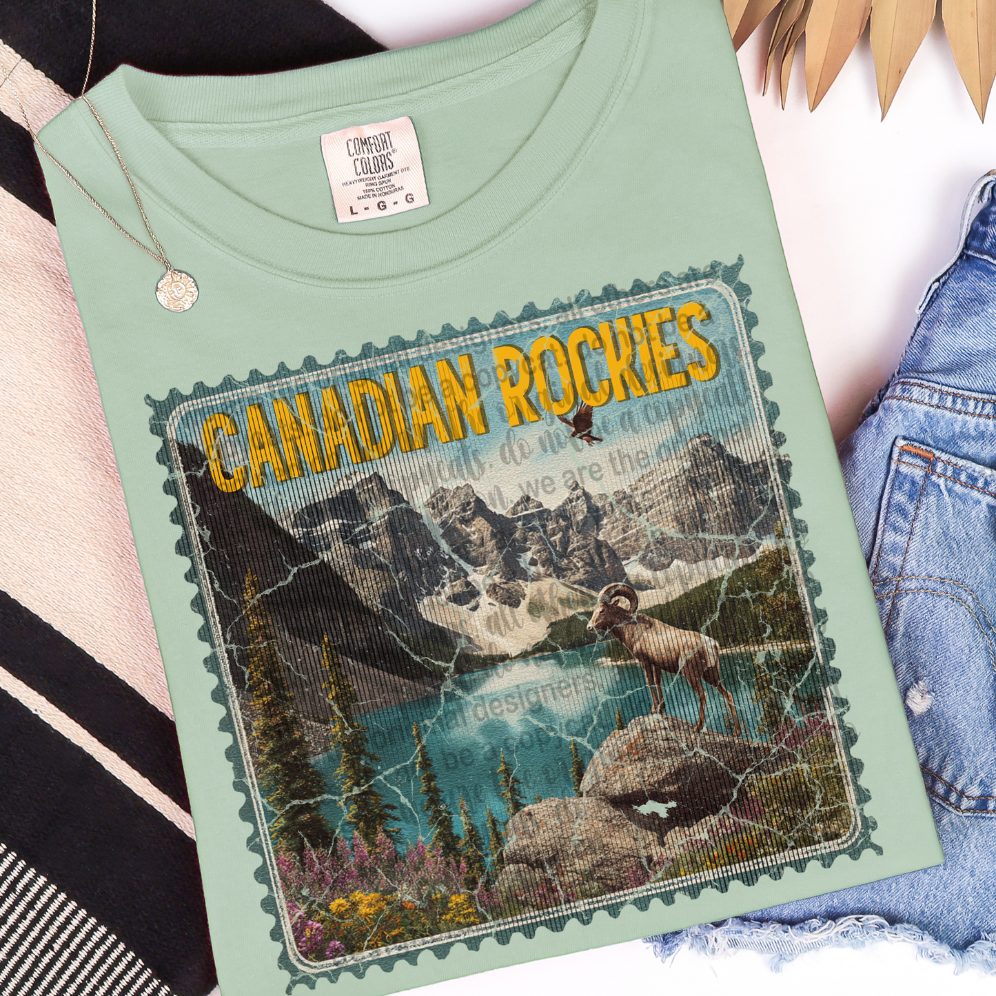 Vintage Canadian Rockies Stamp DTF Transfer