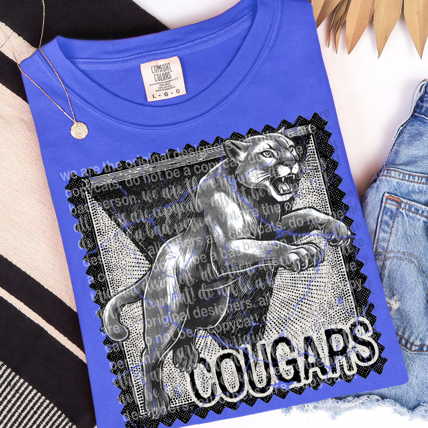 Cougars Mascot Stamp DTF