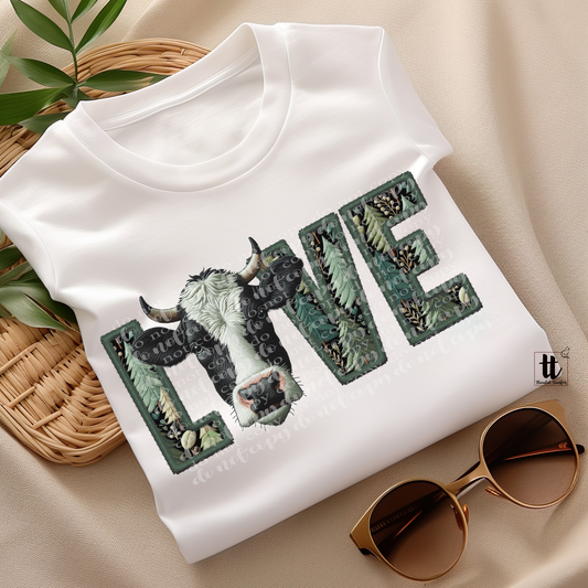 Cow Love **EXCLUSIVE** Faux Embroidery DTF & Sublimation Transfer