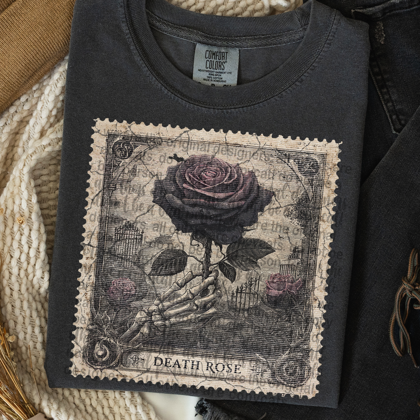 Vintage Horror Death Rose Stamp DTF