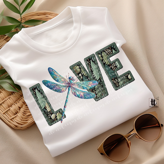 Dragonfly Love **EXCLUSIVE** Faux Embroidery DTF & Sublimation Transfer