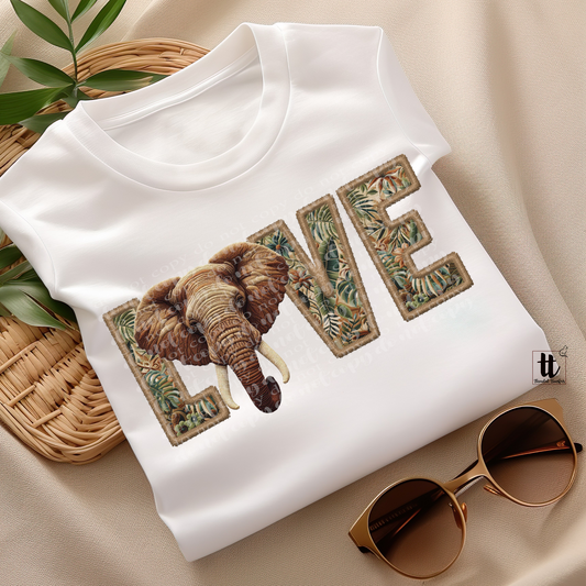Elephant Love **EXCLUSIVE** Faux Embroidery DTF & Sublimation Transfer