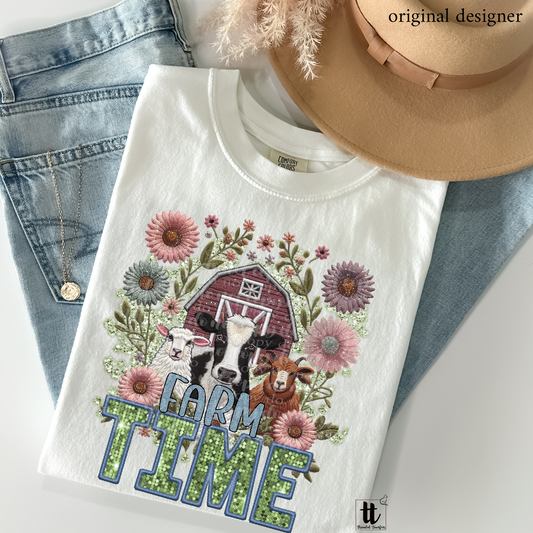 Farm Time Faux Embroidery DTF & Sparkle **EXCLUSIVE** Sublimation Transfer