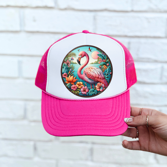 Flamingo Faux Leather Hat *EXCLUSIVE* DTF & Sublimation Transfer