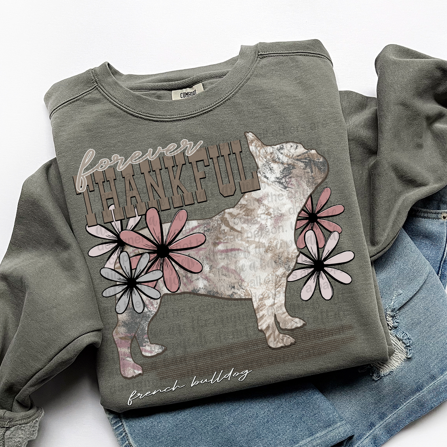 Forever Thankful French Bulldog DTF Transfer