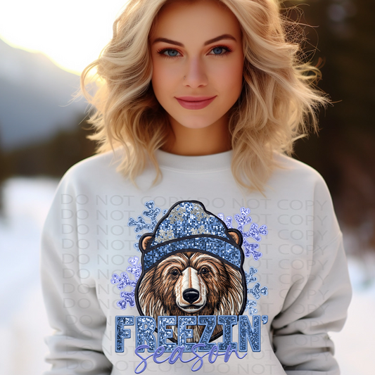 Freezin Season Faux Sparkle and Embroidery DTF & Sublimation Transfer