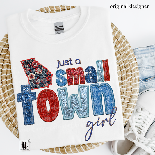 Georgia Small Town **EXCLUSIVE** Faux Embroidery, Chenille, & Sparkles DTF & Sublimation Transfer