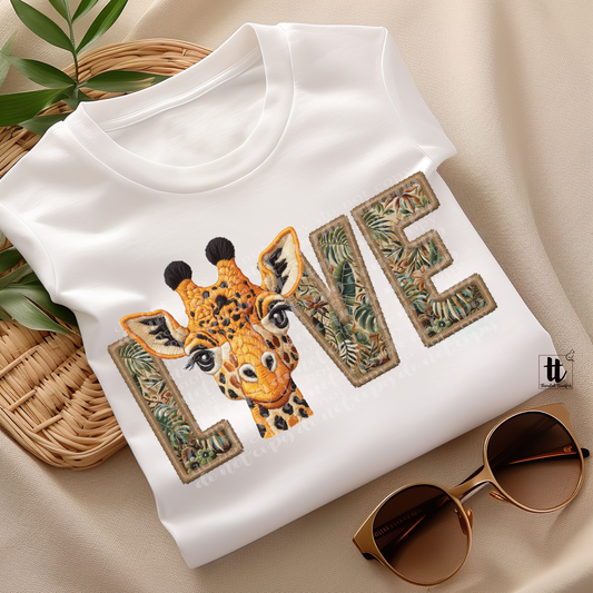 Giraffe Love **EXCLUSIVE** Faux Embroidery DTF & Sublimation Transfer