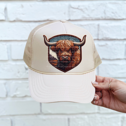 Highland Cow Faux Leather Hat *EXCLUSIVE* DTF & Sublimation Transfer