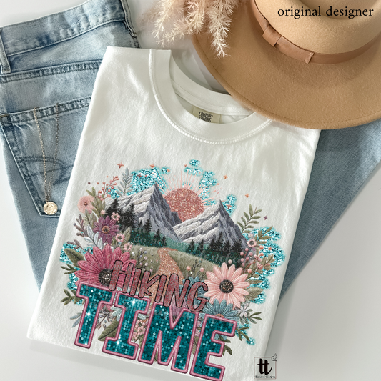 Hiking Time Faux Embroidery DTF & Sparkle **EXCLUSIVE** Sublimation Transfer
