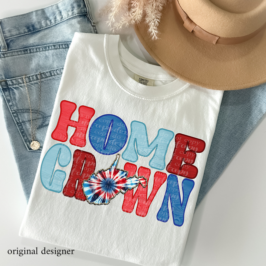 West Virginia Home Grown **EXCLUSIVE** Faux Embroidery, Wood, & Sparkle DTF & Sublimation Transfer