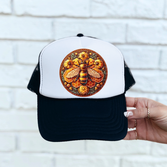 Honey Bee Faux Leather Hat *EXCLUSIVE* DTF & Sublimation Transfer