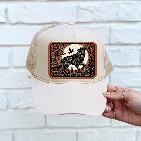 Howl at the Moon Faux Leather Hat *EXCLUSIVE* DTF & Sublimation Transfer