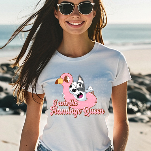 I am Flamingo Queen B Dog DTF & Sublimation Transfer