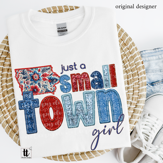 Iowa Small Town **EXCLUSIVE** Faux Embroidery, Chenille, & Sparkles DTF & Sublimation Transfer