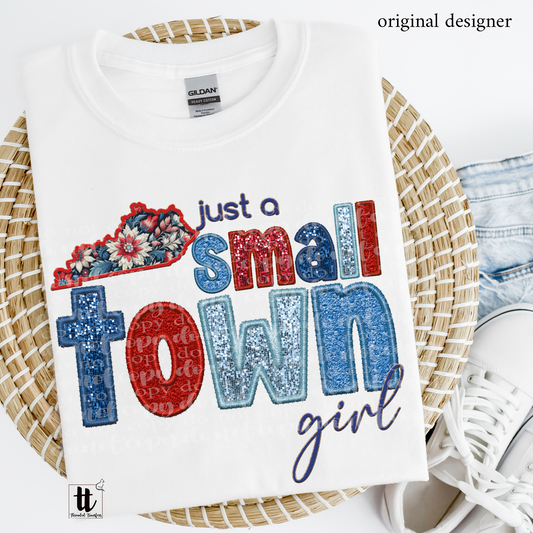 Kentucky Small Town **EXCLUSIVE** Faux Embroidery, Chenille, & Sparkles DTF & Sublimation Transfer