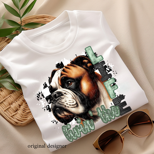 Livin' the American Bulldog Life **EXCLUSIVE** Faux Embroidery, Etched Metal, & Sparkle DTF & Sublimation Transfer