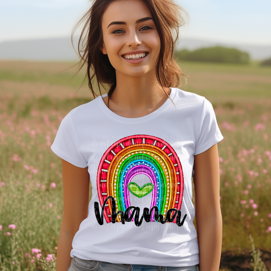 Mama Rainbow Faux Embroidery DTF & Sublimation Transfer