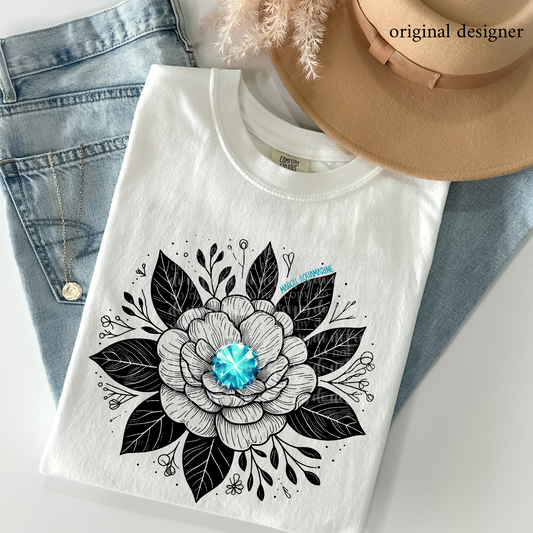 March Aquamarine Floral *EXCLUSIVE* DTF & Sublimation Transfer