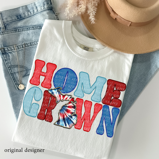 Michigan Home Grown **EXCLUSIVE** Faux Embroidery, Wood, & Sparkle DTF & Sublimation Transfer