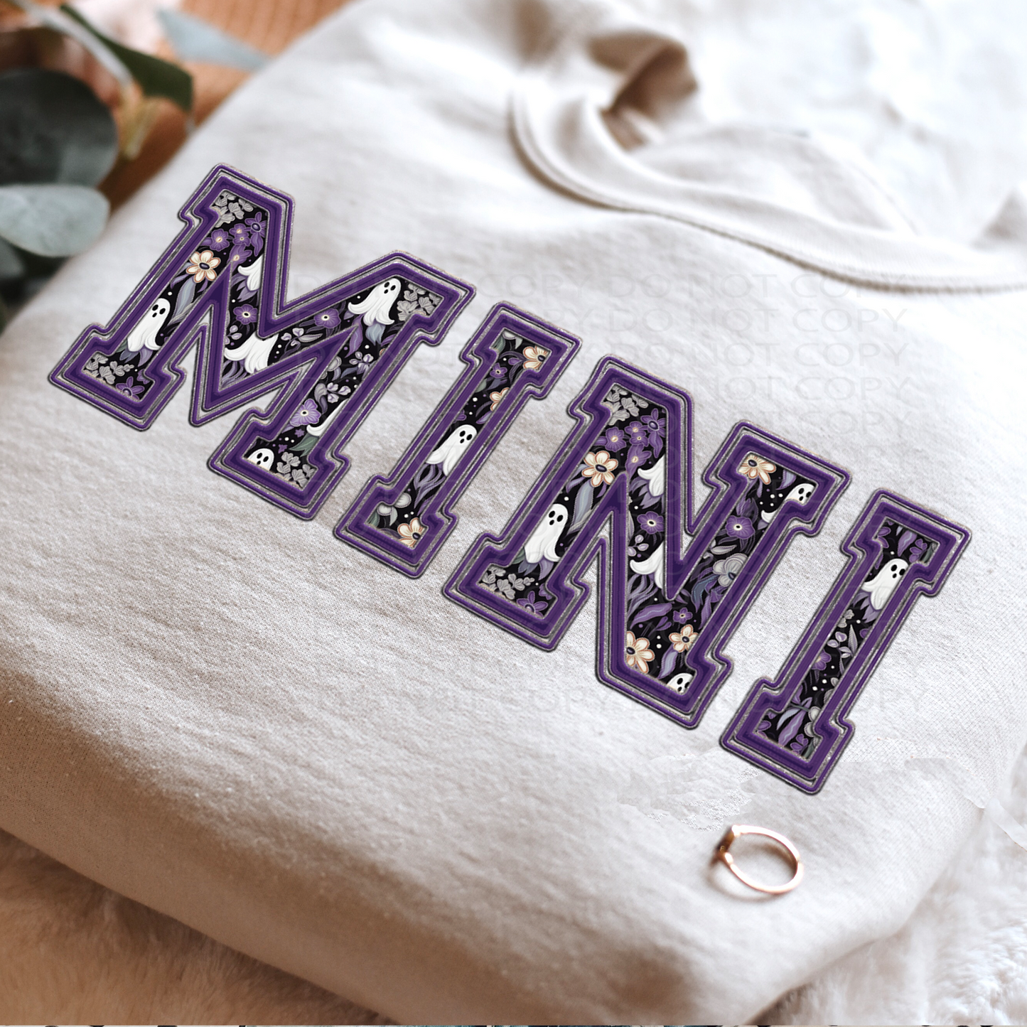 Mini Ghost Floral Faux Embroidery DTF Transfer