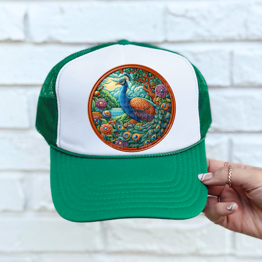 Peacock Faux Leather Hat *EXCLUSIVE* DTF & Sublimation Transfer
