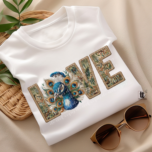 Peacock Love **EXCLUSIVE** Faux Embroidery DTF & Sublimation Transfer