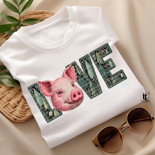 Pig Love **EXCLUSIVE** Faux Embroidery DTF & Sublimation Transfer