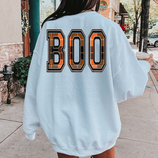 BOO Fall Plaid **EXCLUSIVE** Faux Embroidery DTF & Sublimation Transfer