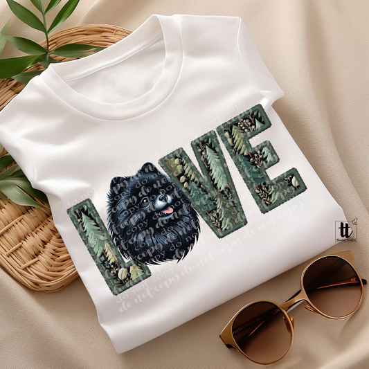 Pomeranian Love (black fur) **EXCLUSIVE** Faux Embroidery DTF & Sublimation Transfer