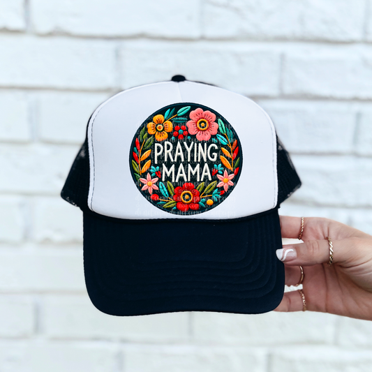 Praying Mama Faux Embroidery Hat DTF & Sublimation Transfer