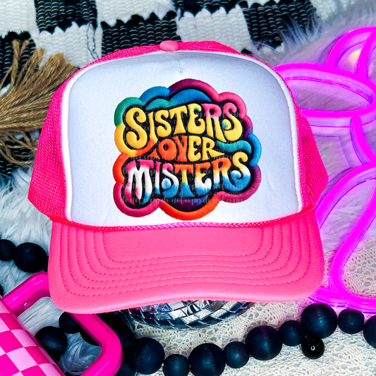 Sisters Over Misters Faux Embroidery Hat DTF & Sublimation Transfer