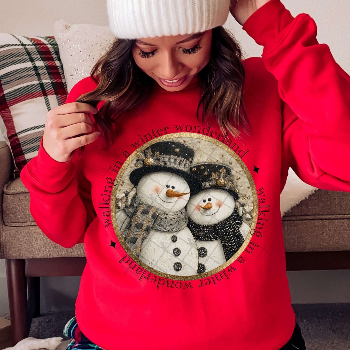 Vintage Farmhouse Snow Couple Winter Wonderland DTF Transfer