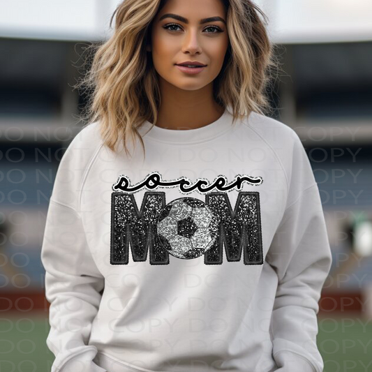 Soccer Mom Faux Embroidery and Sparkles DTF & Sublimation Transfer